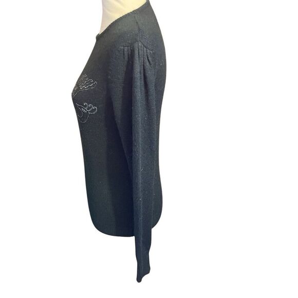 Jonathon Logan Vintage 1960’s/70’s Black Silver Metallic Embroidered Peacock Des - Picture 7 of 11